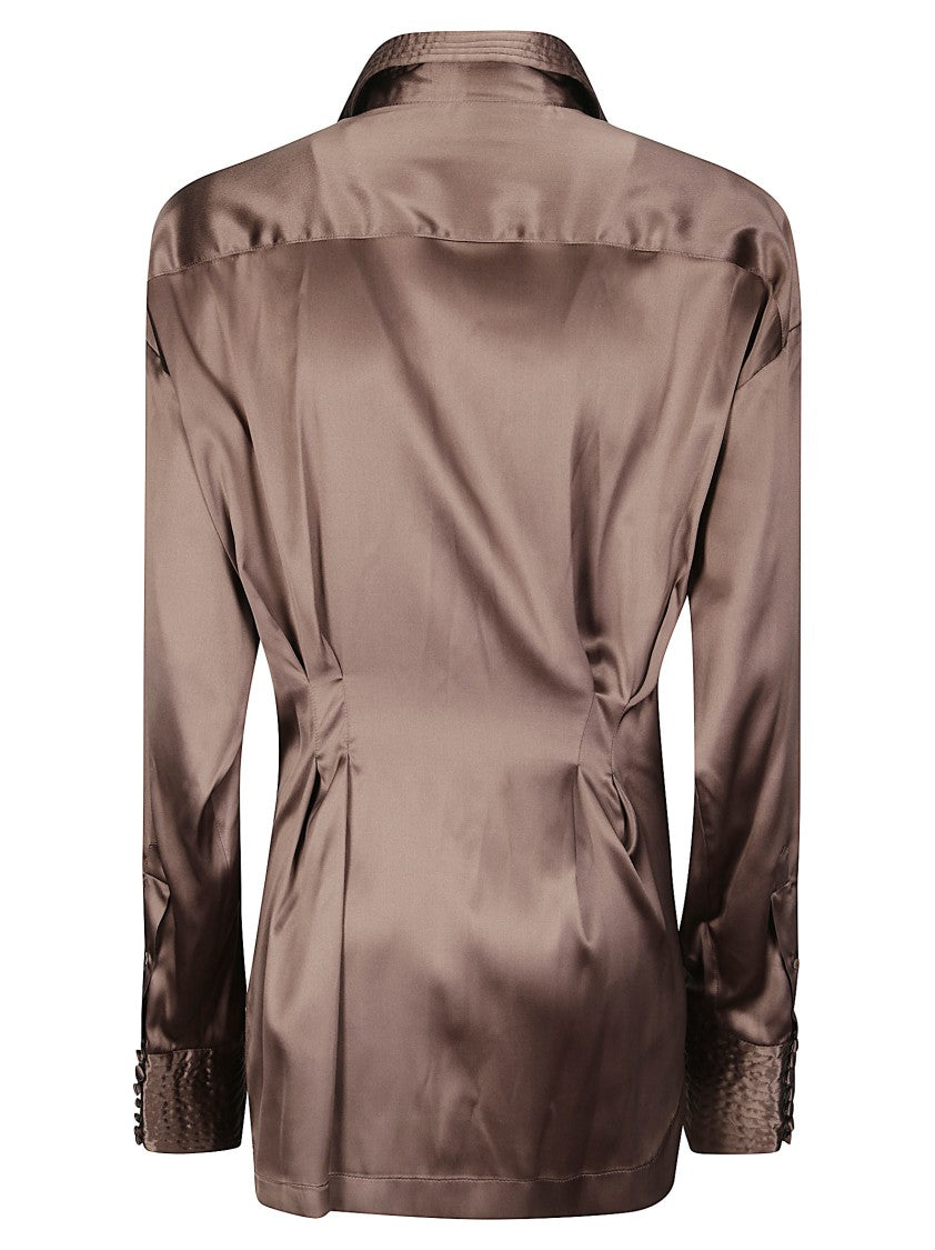 Dries Van Noten Brown Silk Shirt