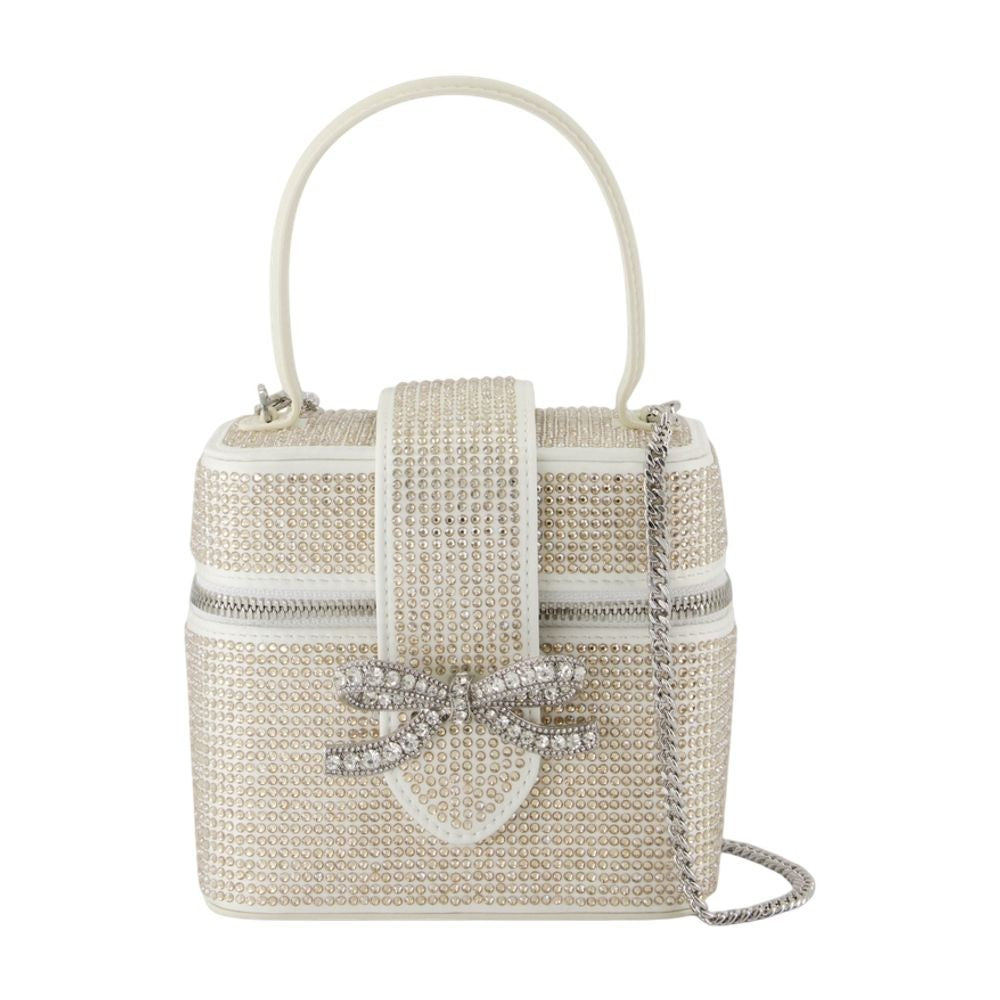 Self-Portrait Rhinestone-Embellished Structured Handbag With Detachable Chain Strap