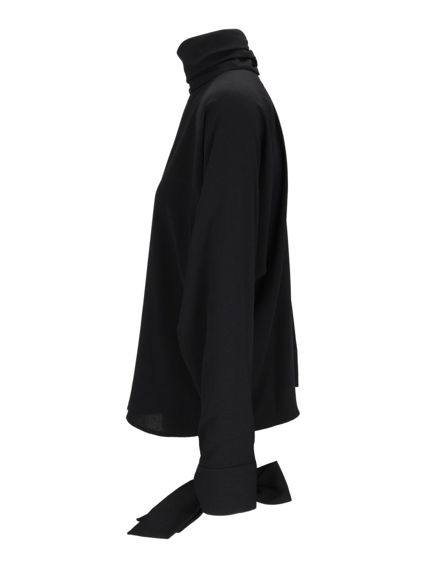 Emporio Armani High-Neck Tied Cuffs Blouse