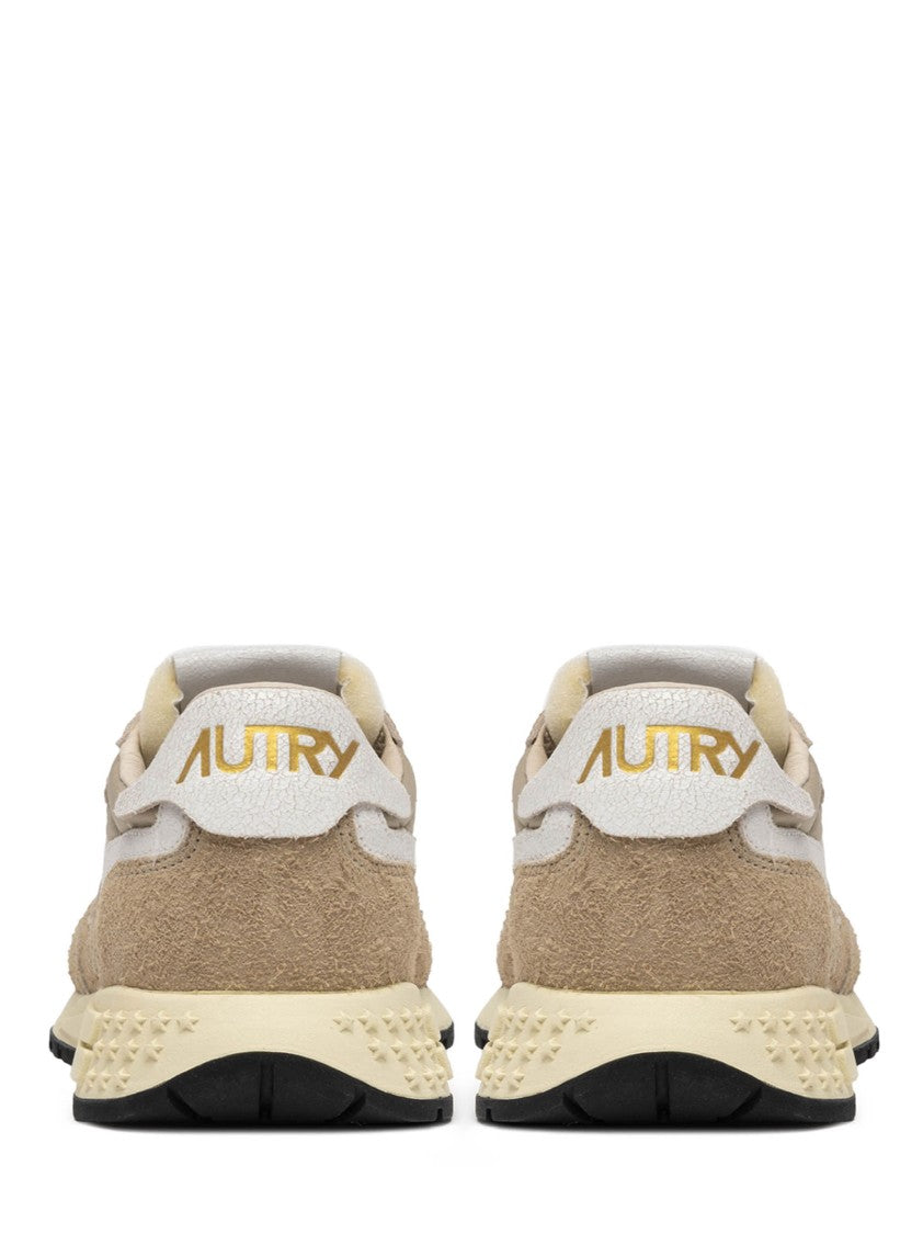 Autry Low-Top Sneakers In Light Beige Nylon And Suede