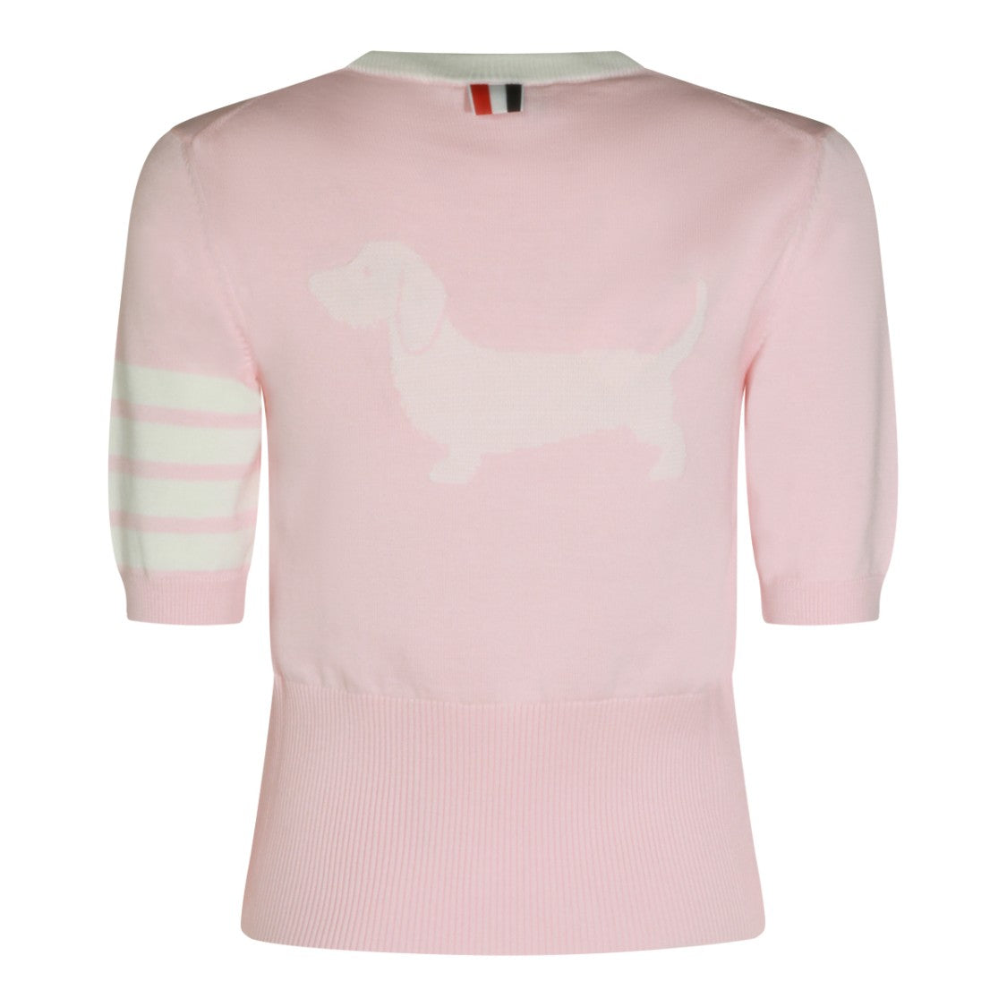 Thom Browne Light Pink Cotton Knit Sweater With Unique Detailing