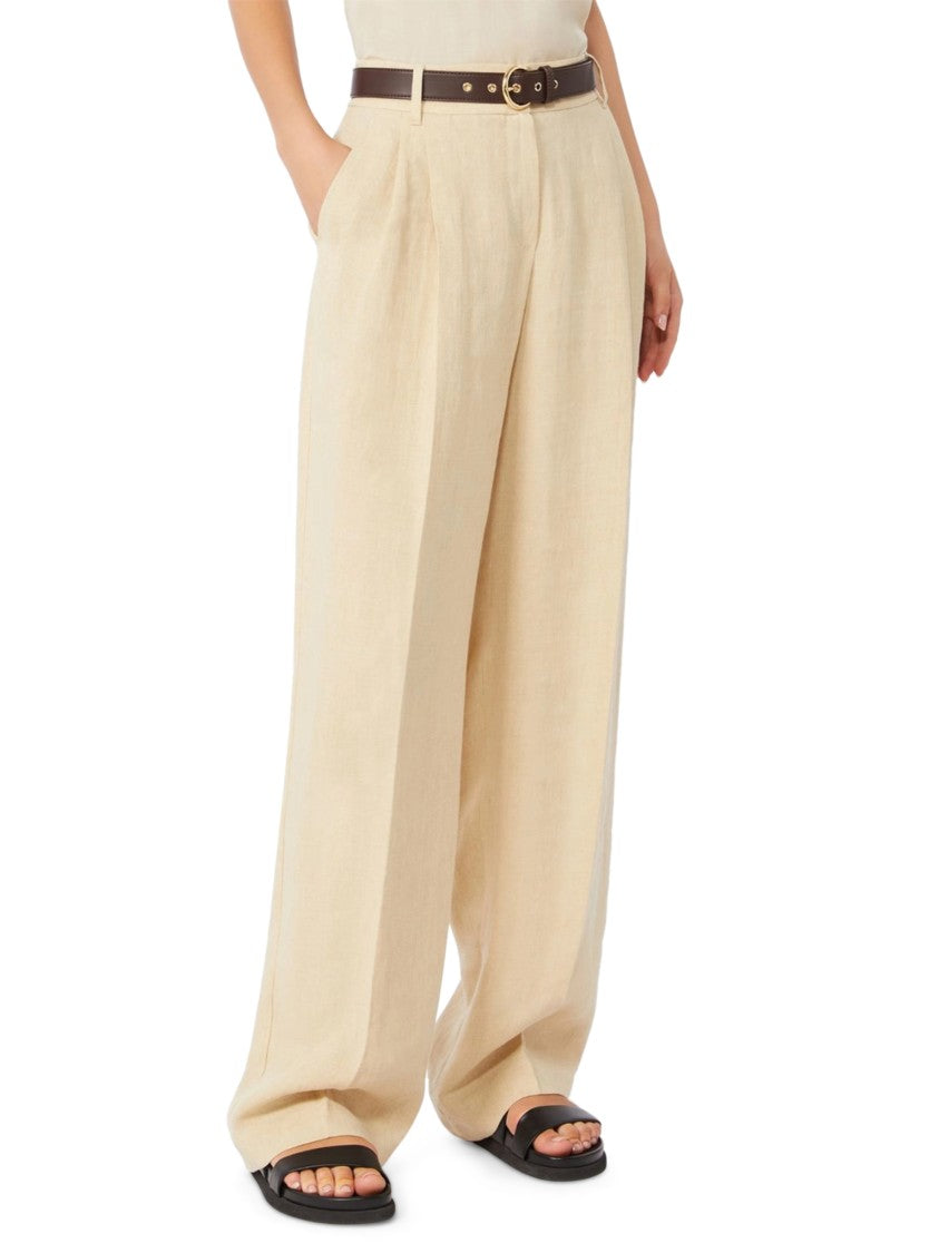 Max Mara Linen Trousers With Front Pleats