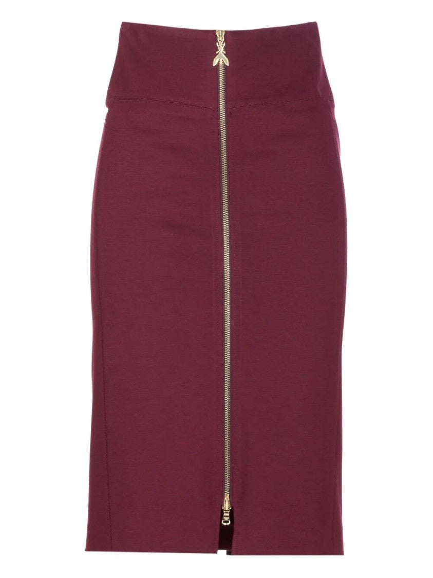 Patrizia Pepe Fitted Midi Skirt With Prominent Front Zipper