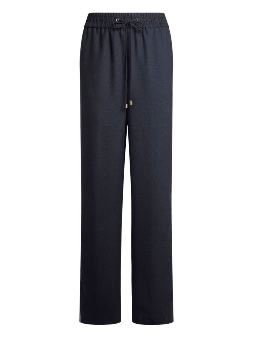 Etro Floral Print Drawstring Pants Midnight Blue