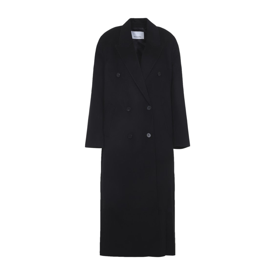 The Frankie Shop Long Double-Breasted Wool Blend Coat With Tailored Silhouette