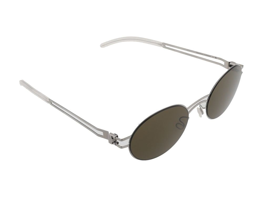 Mykita Shiny Silver Metal Frame Round Lens Sunglasses