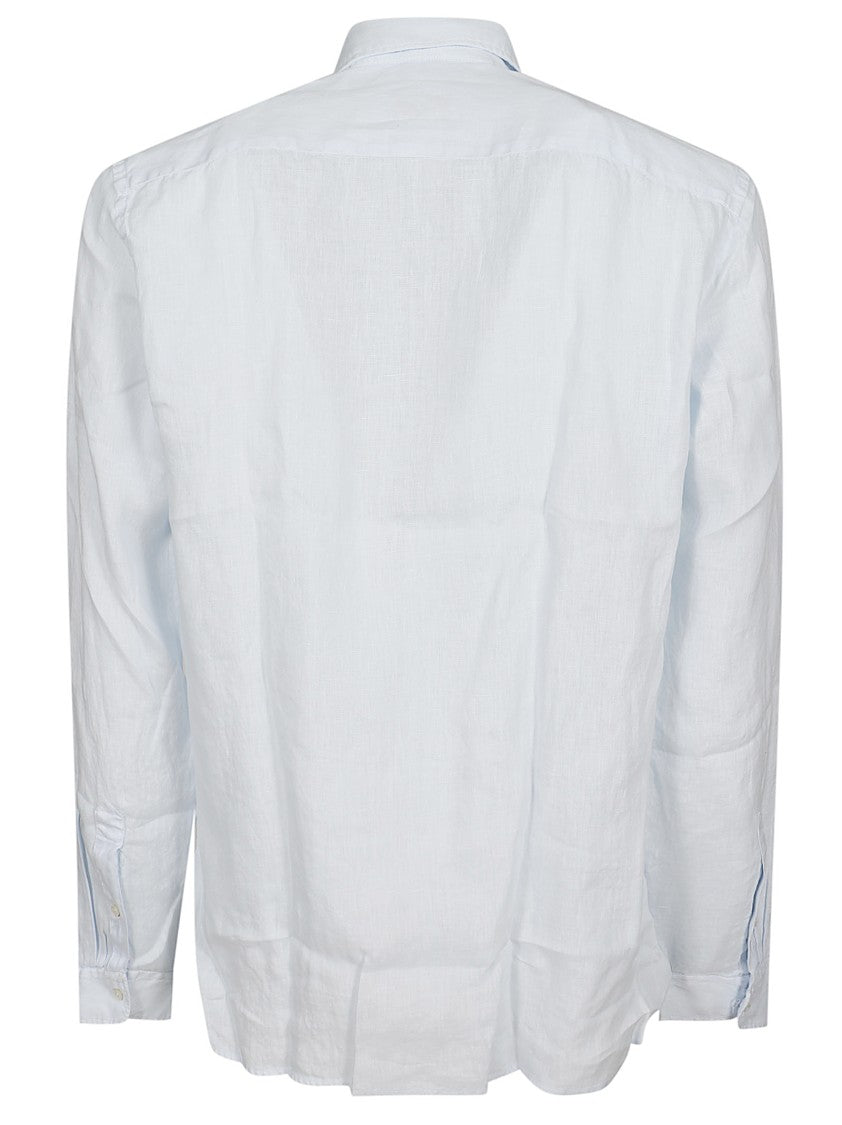 Xacus Long-Sleeve Linen Shirt With Button-Down Front And Pointed Collar