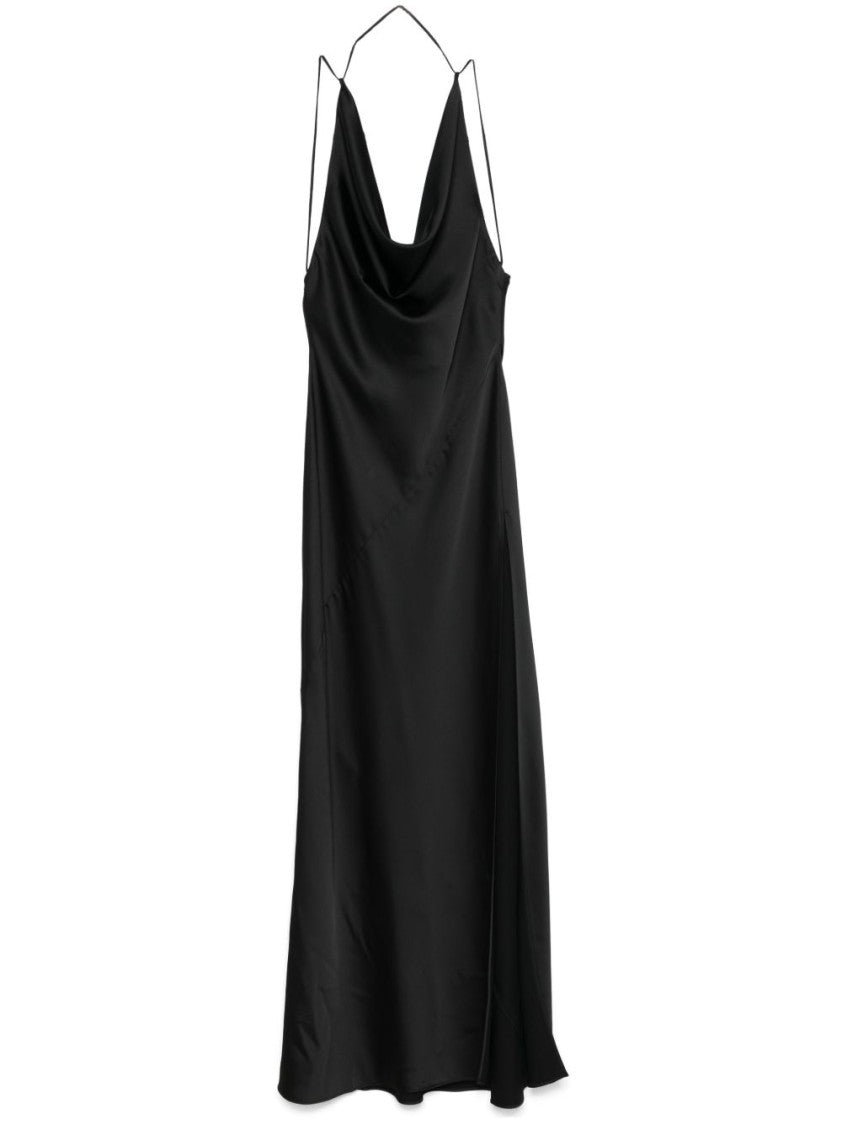 The Andamane Flowing Evening Dress With Deep Cowl Neckline