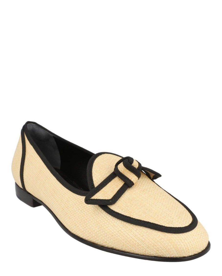 Alexandre Birman Grosgrain-Trim Raffia Loafers