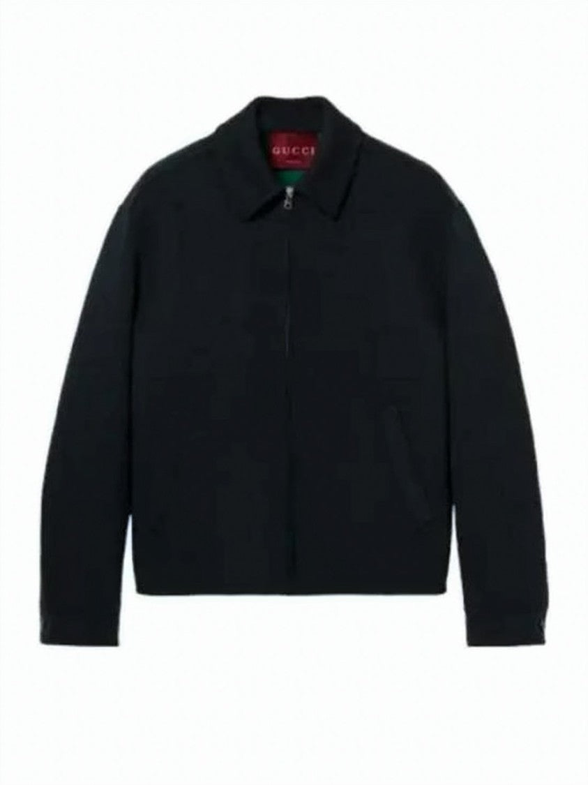 Gucci Minimalist Black Wool Bomber Jacket