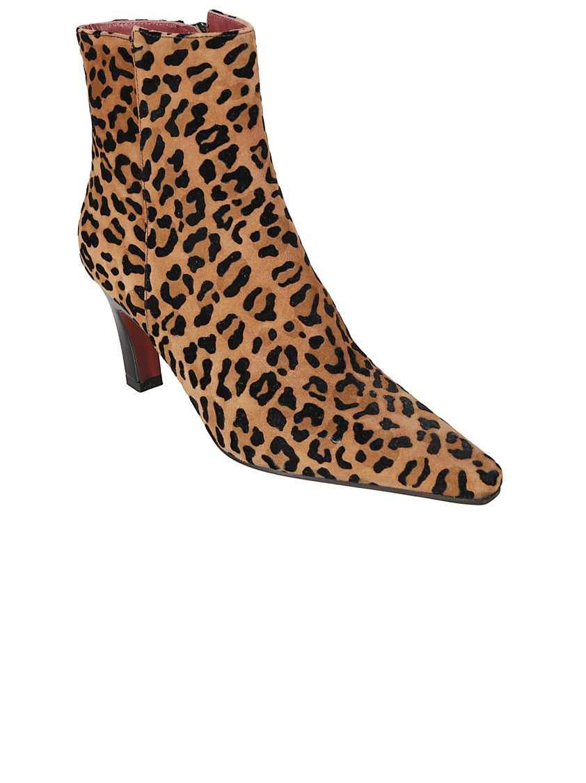 Roberto Festa Leopard Print Flocked Suede Ballerina With Grosgrain Strap