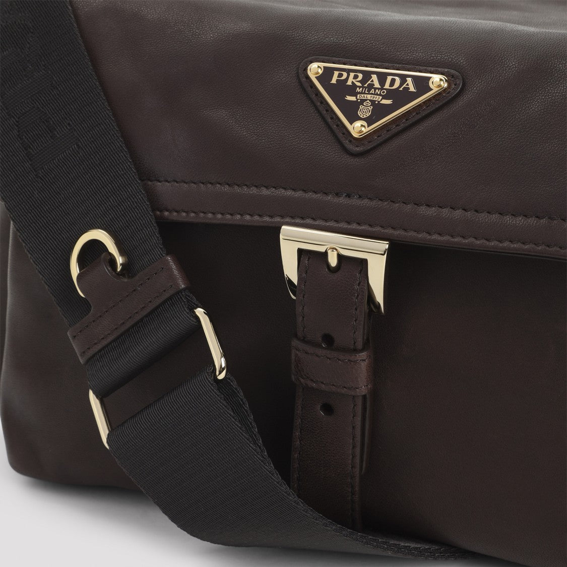 Prada Lamb Leather Handbag With Flap Closure