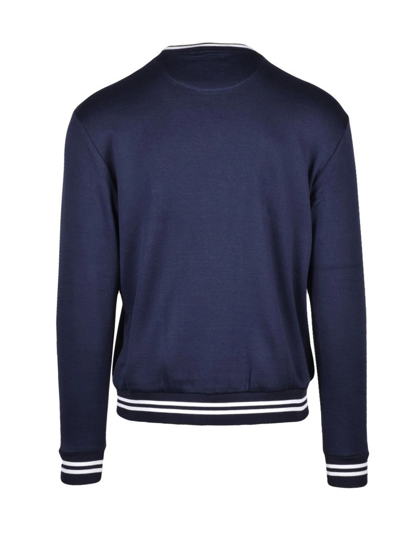 Eleventy Blue Cotton Polyamide Crewneck Sweatshirt