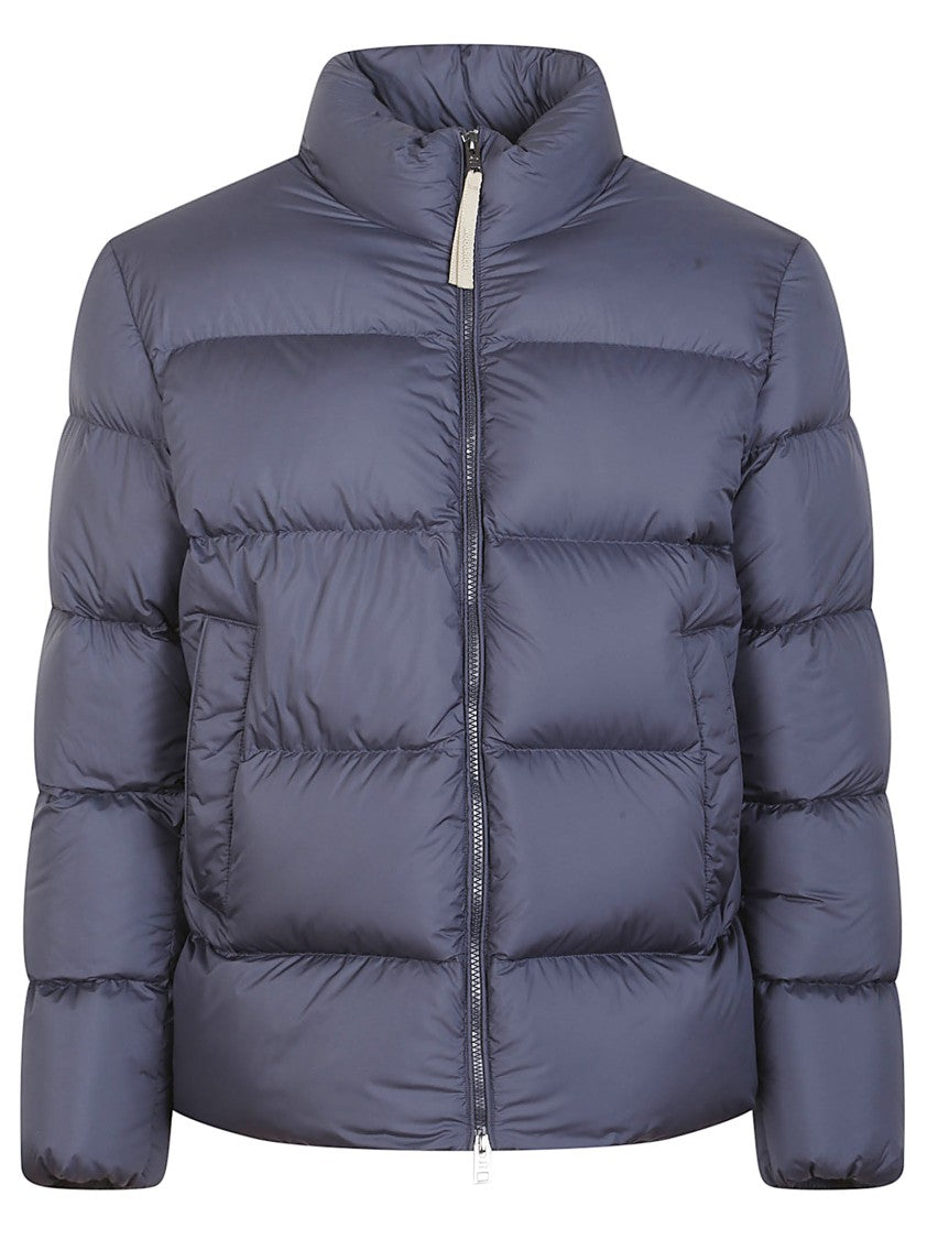 Woolrich Melton Blue Nylon Down Parka With Flap Pockets And Drawstring Hem