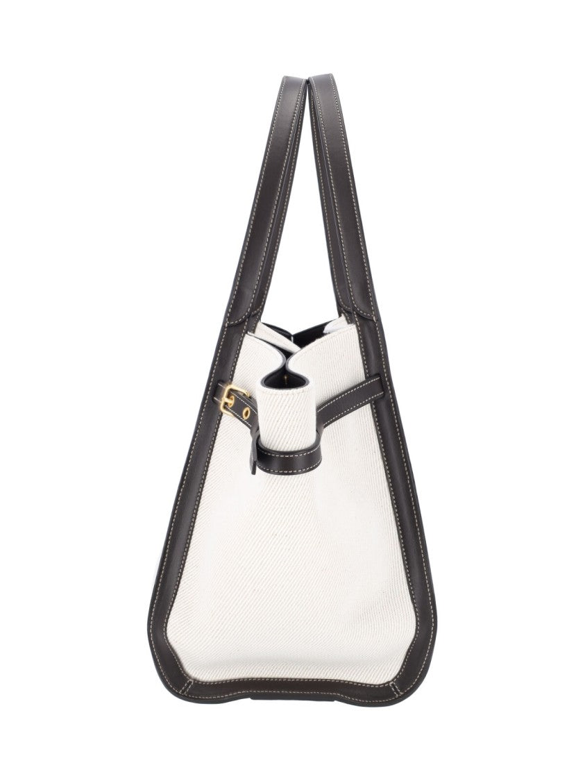 Tod's White Tim Medium Linen Tote Bag