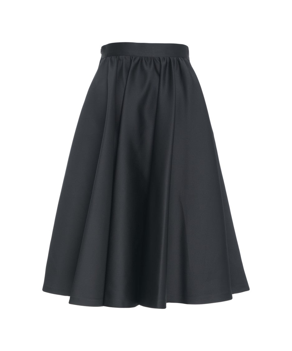 Max Mara Midi Skirt With Gathered Waistband And Concealed Closure