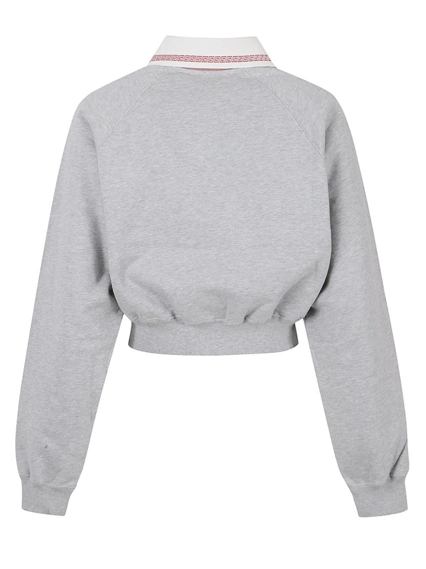 Versace Cropped Grey Sweater With Polo Collar