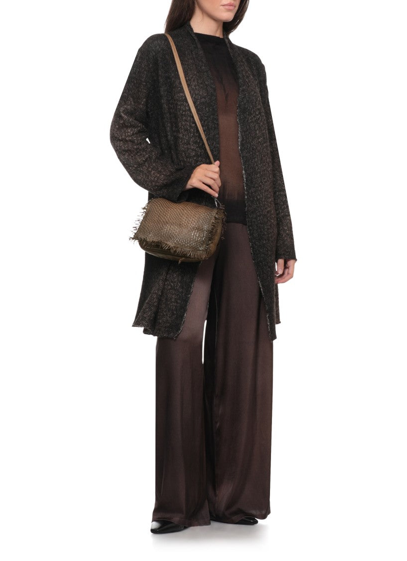 Reptile's House Structured Braided Shoulder Bag With Fringed Edges