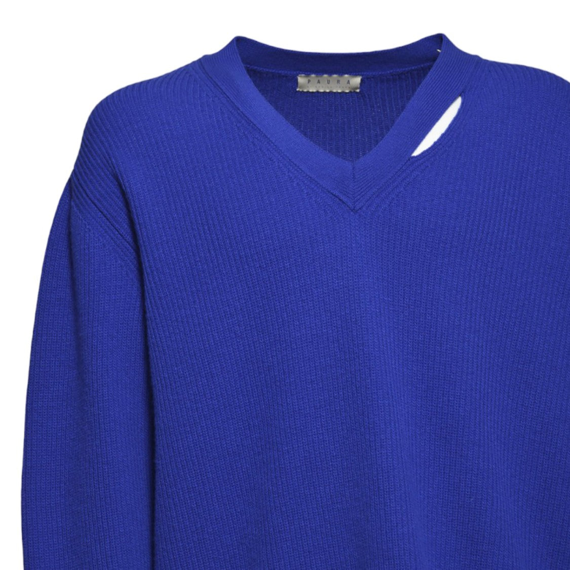Paura Pullover Venezia V-Neck In Royal Blue Wool