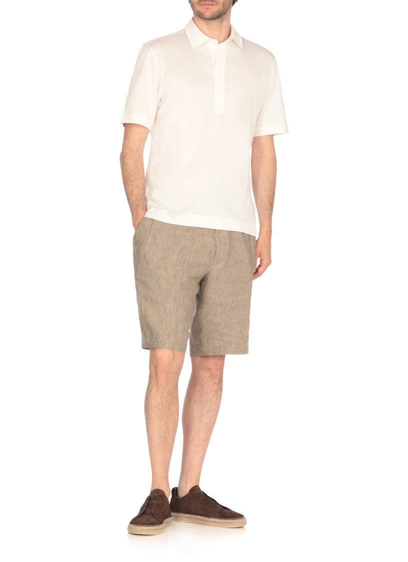 Zegna White Cotton Polo Shirt