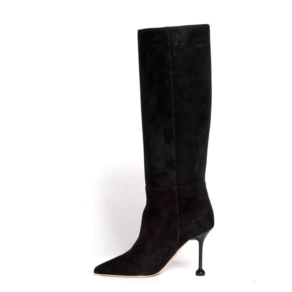 Ninalilou Black Suede Boots With Chic Button Detail
