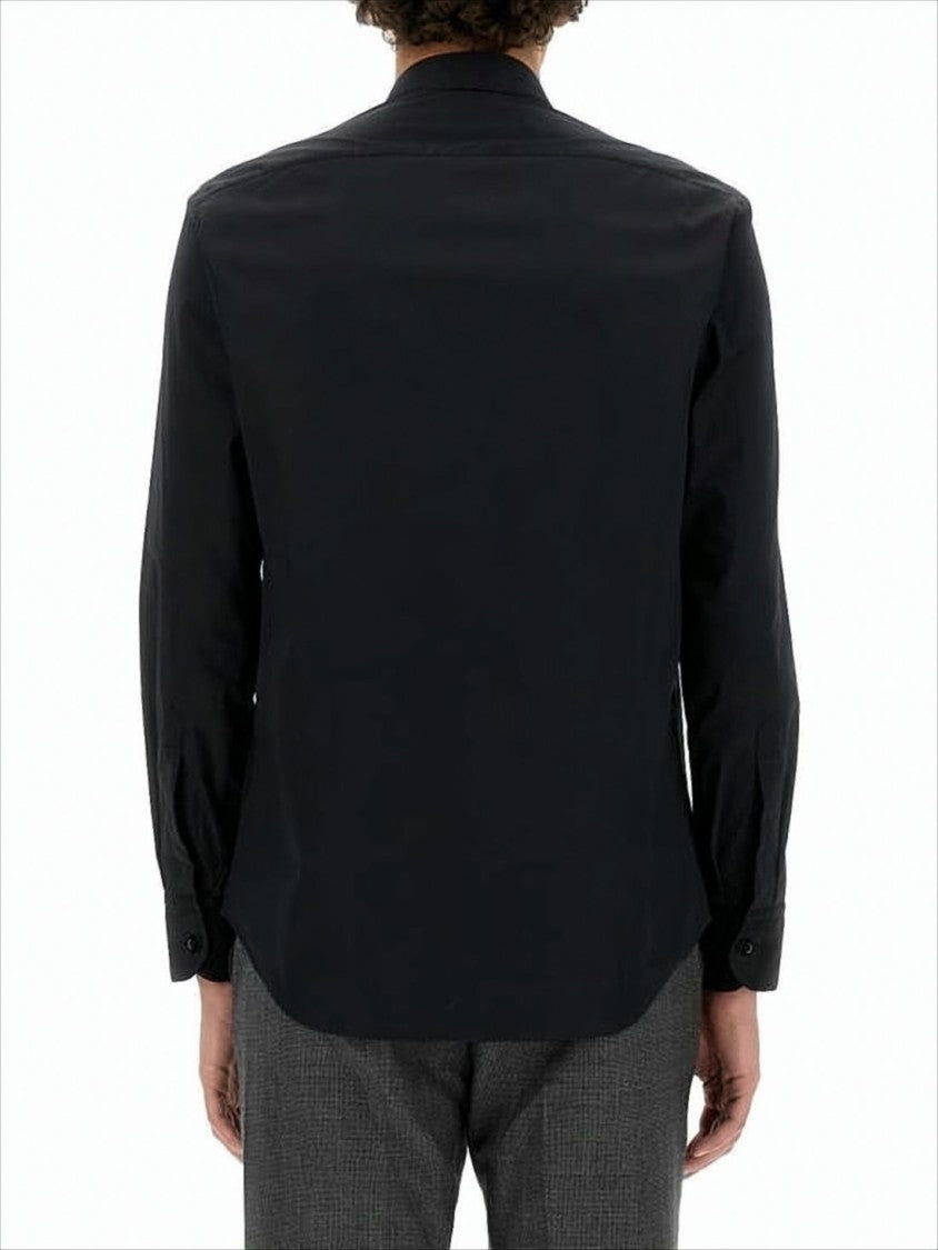 Pt Torino Long-Sleeve Black Cotton Shirt With Classic Collar And Tailored Fit