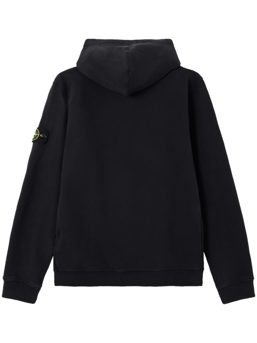Stone Island Hooded Black Cotton Hooded Sweatshirt