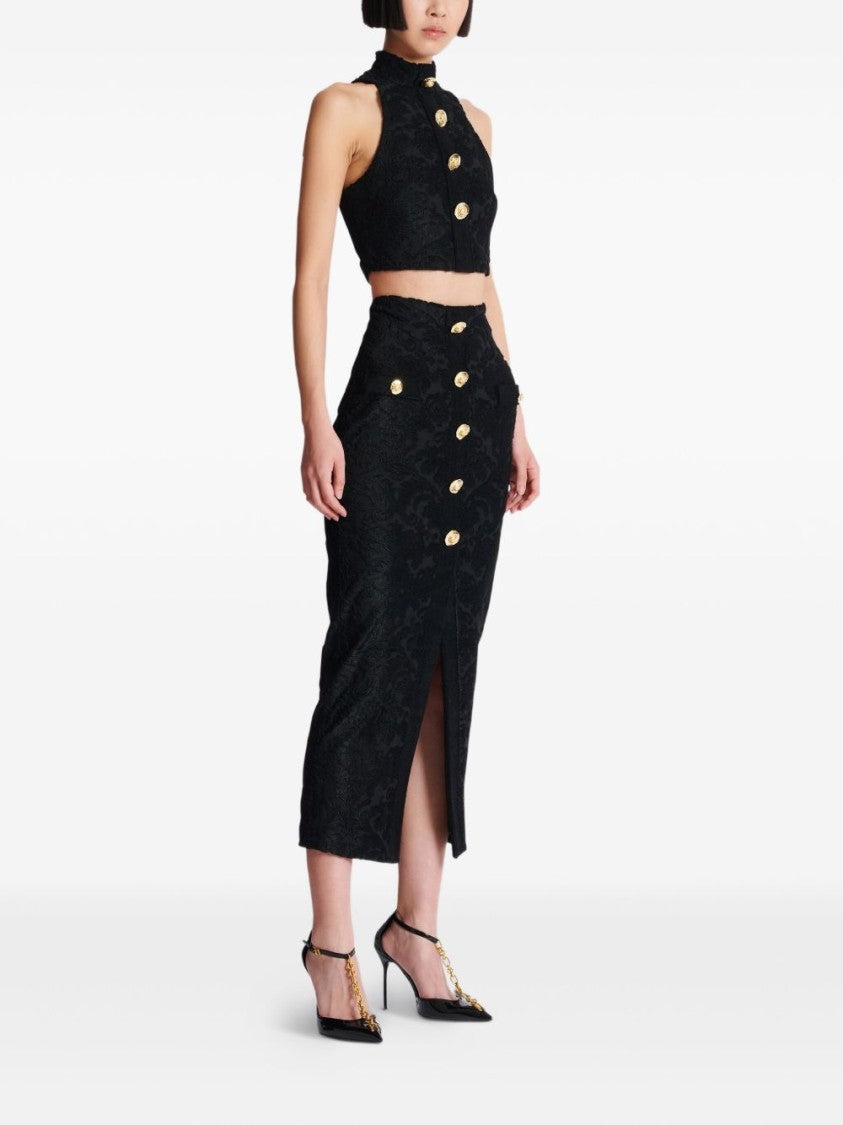 Balmain Baroque Pattern Midi Skirt