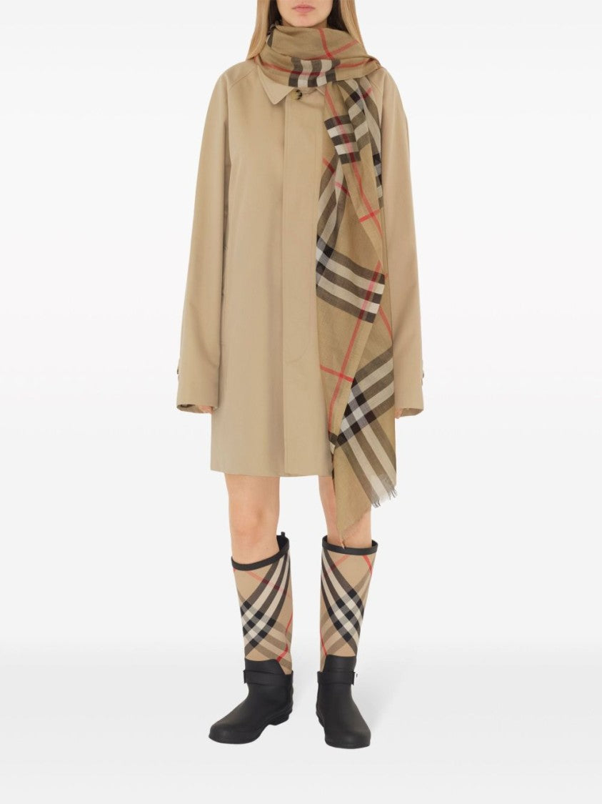 Burberry Check Print Scarf In Beige Plaid