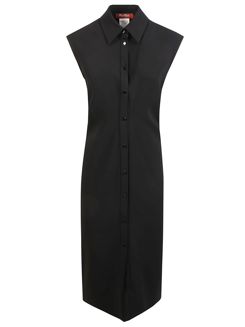 Max Mara Sleeveless Midi Dress With Classic Collar