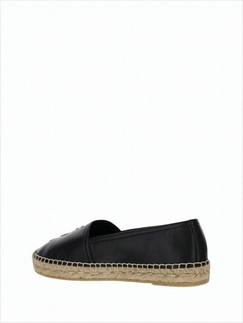 Saint Laurent Smooth Leather Loafers With Woven Espadrille Sole