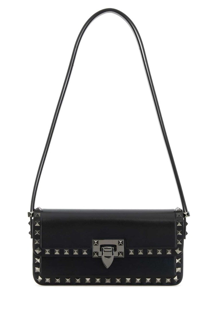 Valentino Garavani Black Leather Rockstud Shoulder Bag