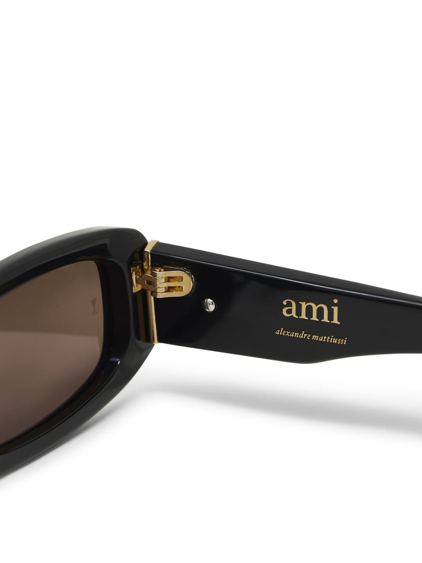 Ami Rectangular Frame Sunglasses With Glossy Finish