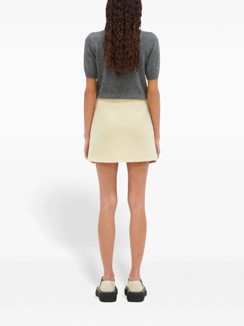 Msgm Off White Wool Skirt