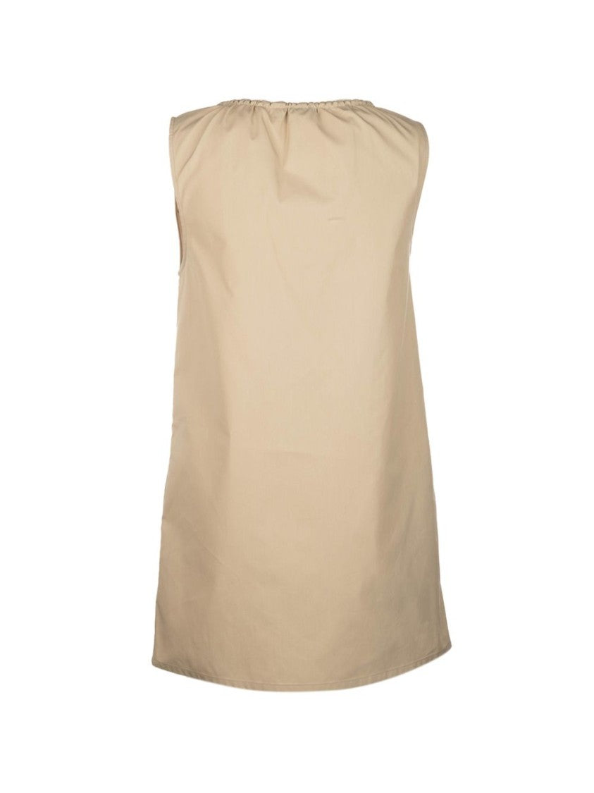 Miu Miu Beige Sleeveless Tie Detail Dress