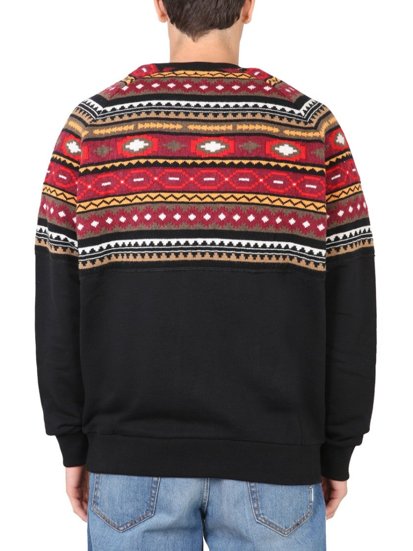 Marcelo Burlon Crew Neck Sweatshirt With Geometric Pattern