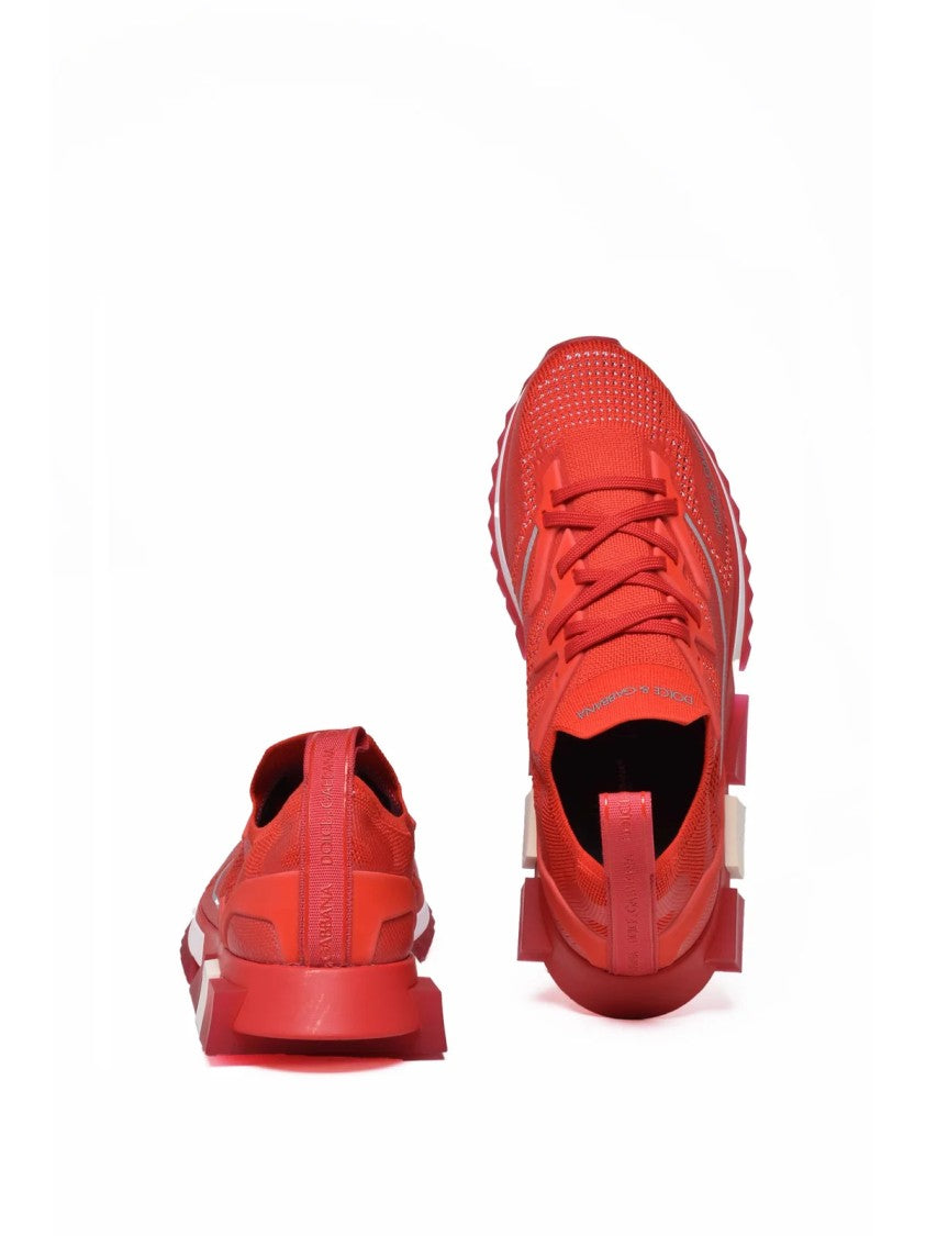 Dolce & Gabbana Red Rubber-Blend Stretch Sneakers