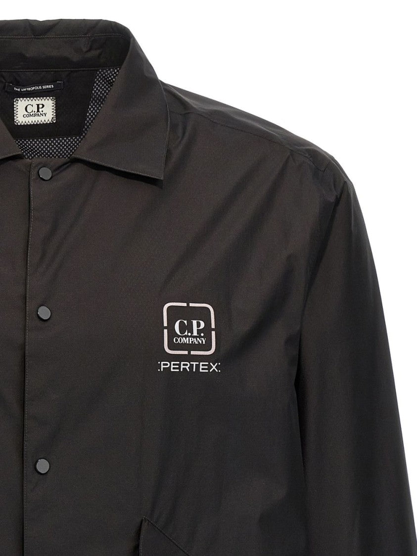 C.P. Company Black Shirt With Press-Stud Fastening And Logo Detail