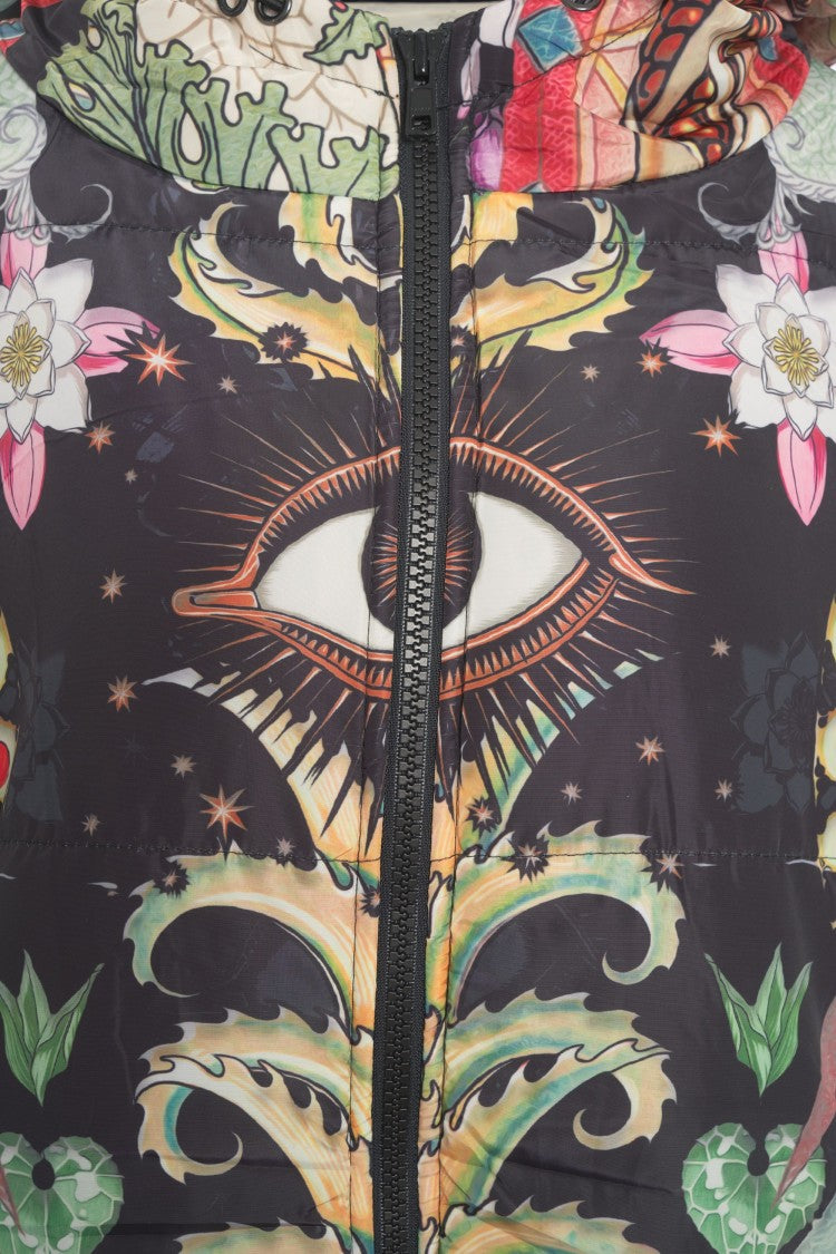 Sittingsuits Quilted Down Coat With Artistic Design And Hood