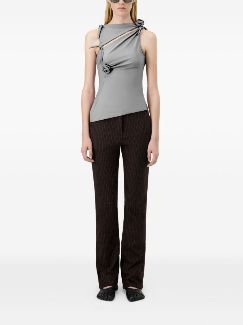 Coperni Grey Asymmetrical Cut Out Flower Top