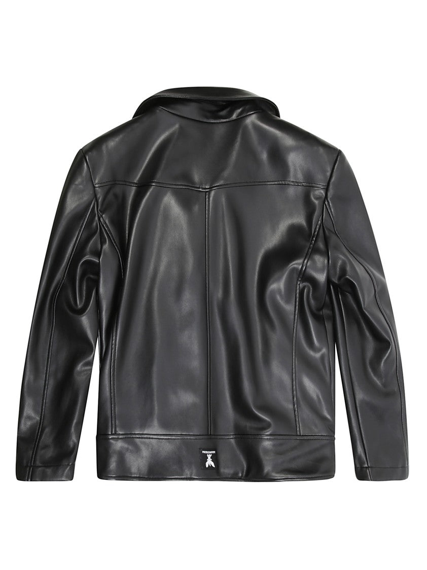 Patrizia Pepe Asymmetrical Black Eco-Leather Biker Jacket