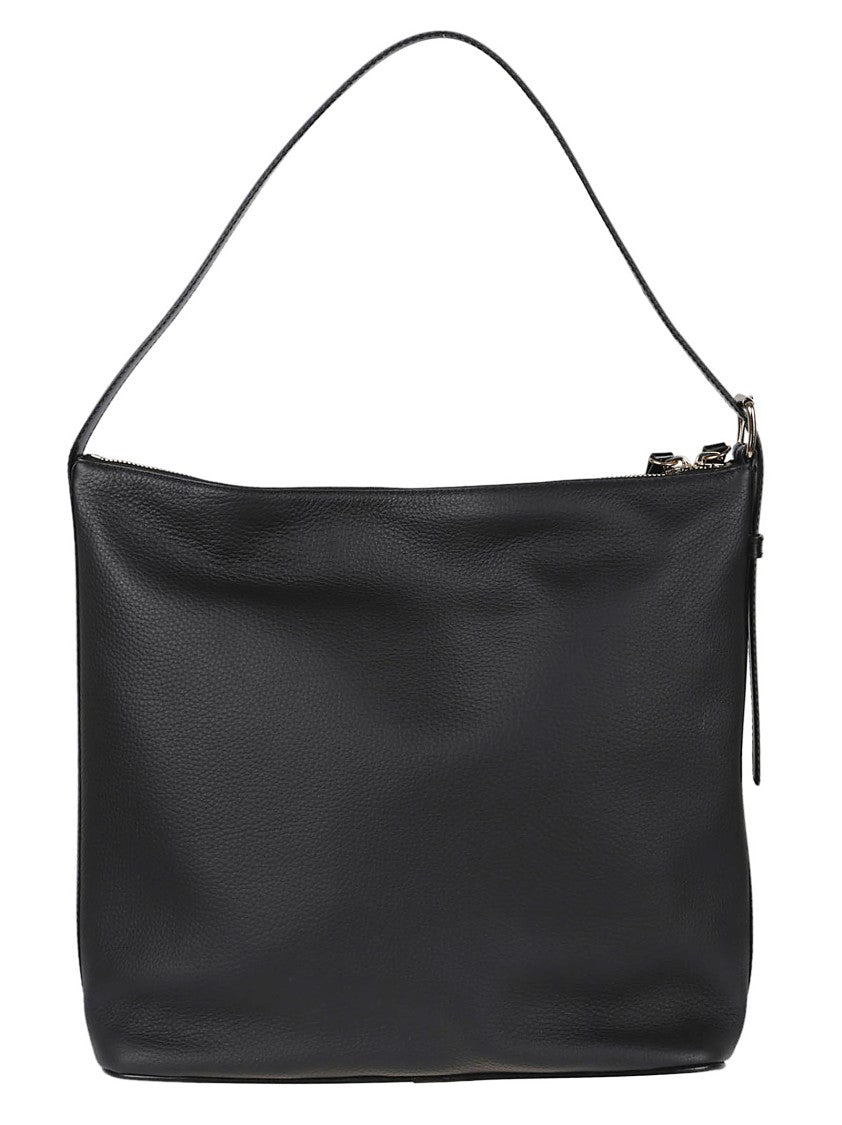 A.P.C. Black Leather Mixed Texture Shoulder Bag