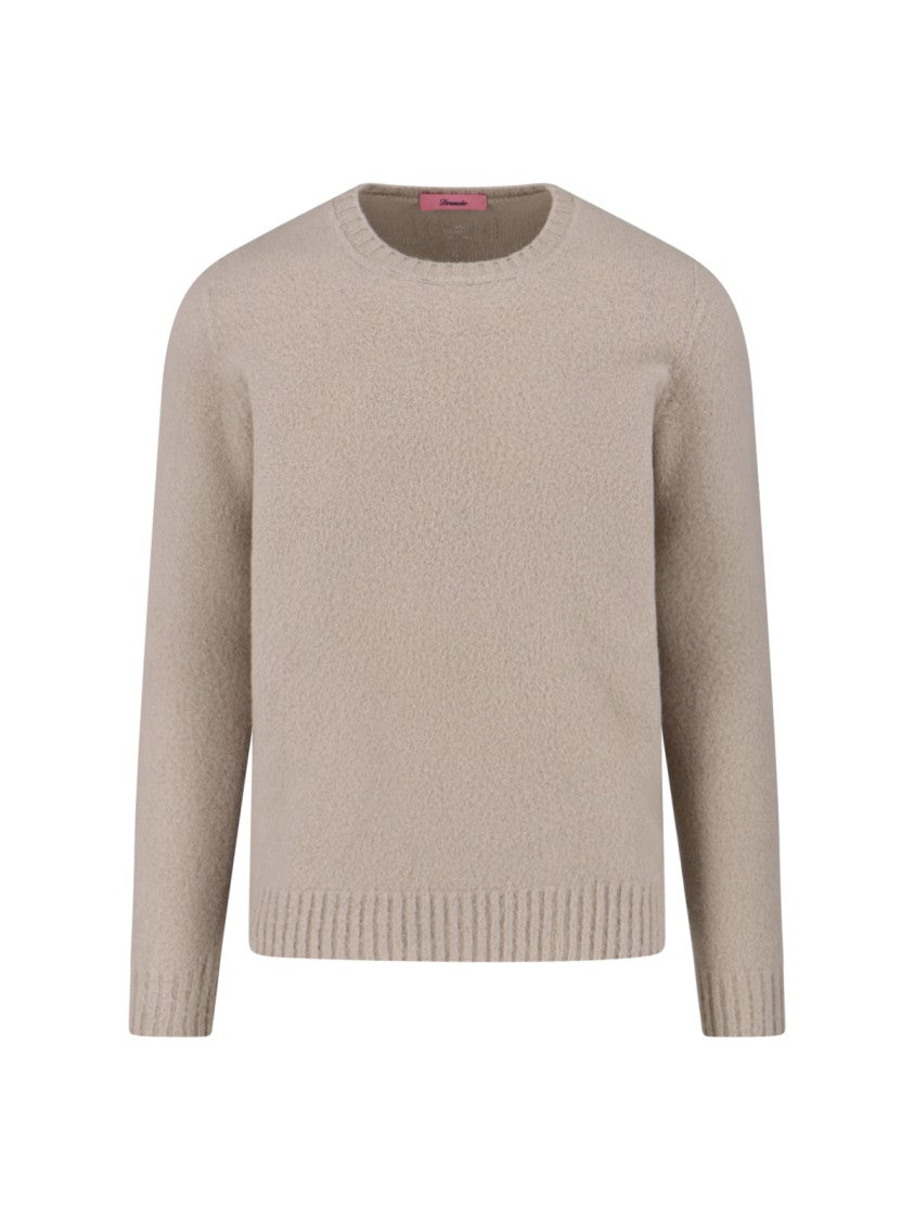 Drumohr Classic Knit Beige Sweater With Ribbed Cuffs