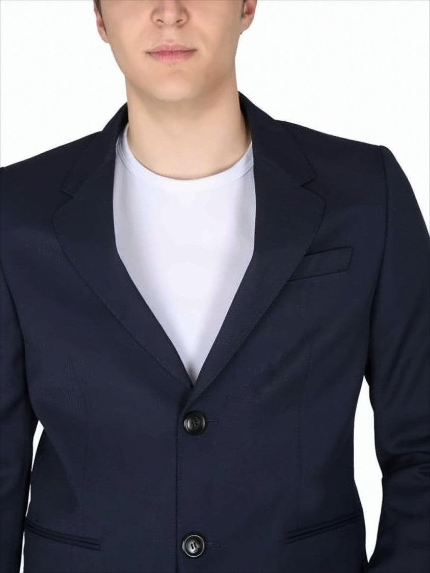 Ami Paris Tailored Blue Suit Jacket With Structured Silhouette