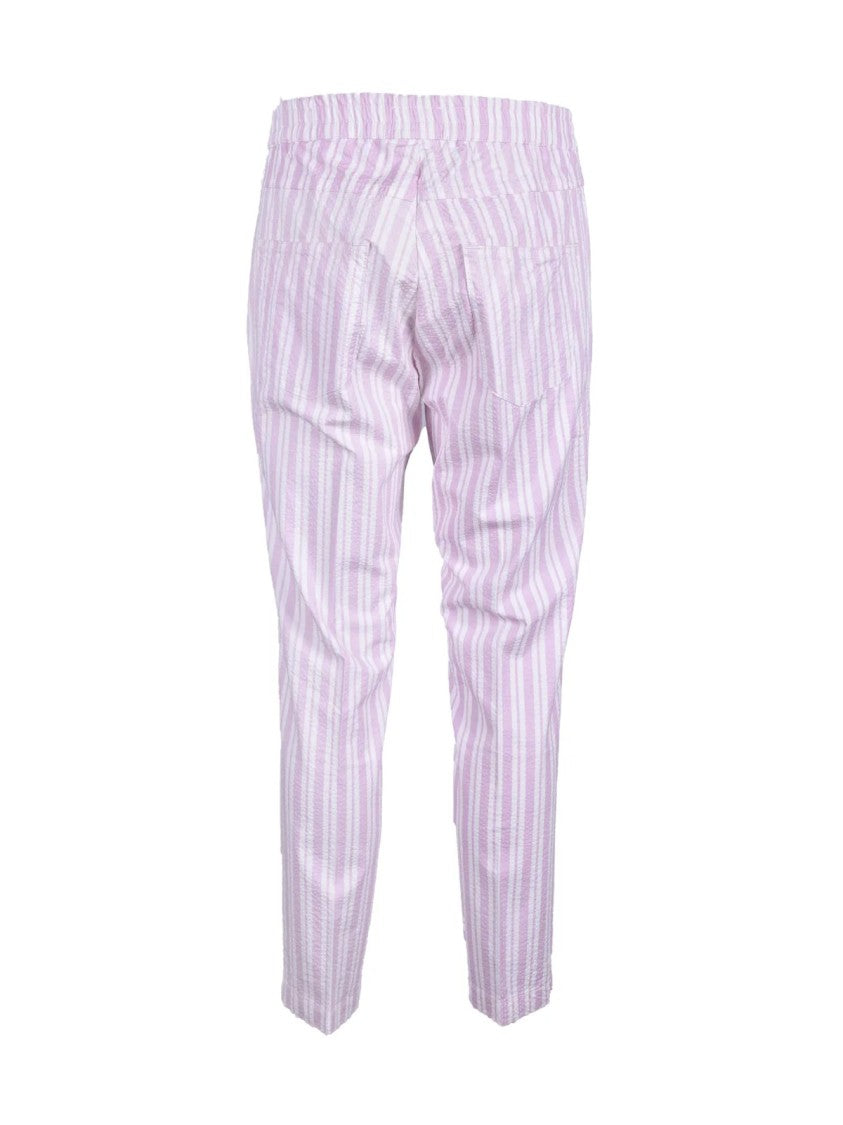 Giampaolo Vertical Striped Trousers In Vibrant Pink And White