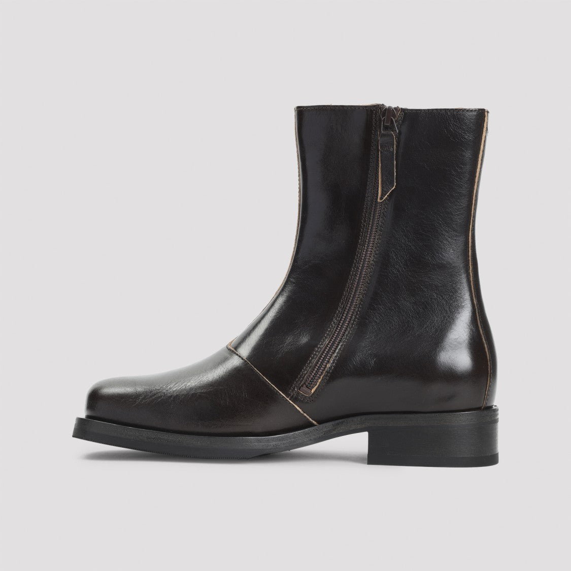 Our Legacy Polished Leather Ankle Boots With Minimalist Design