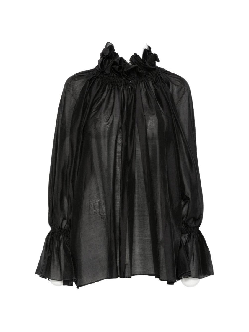 The Latest Black Flowing Ruffled Shirt