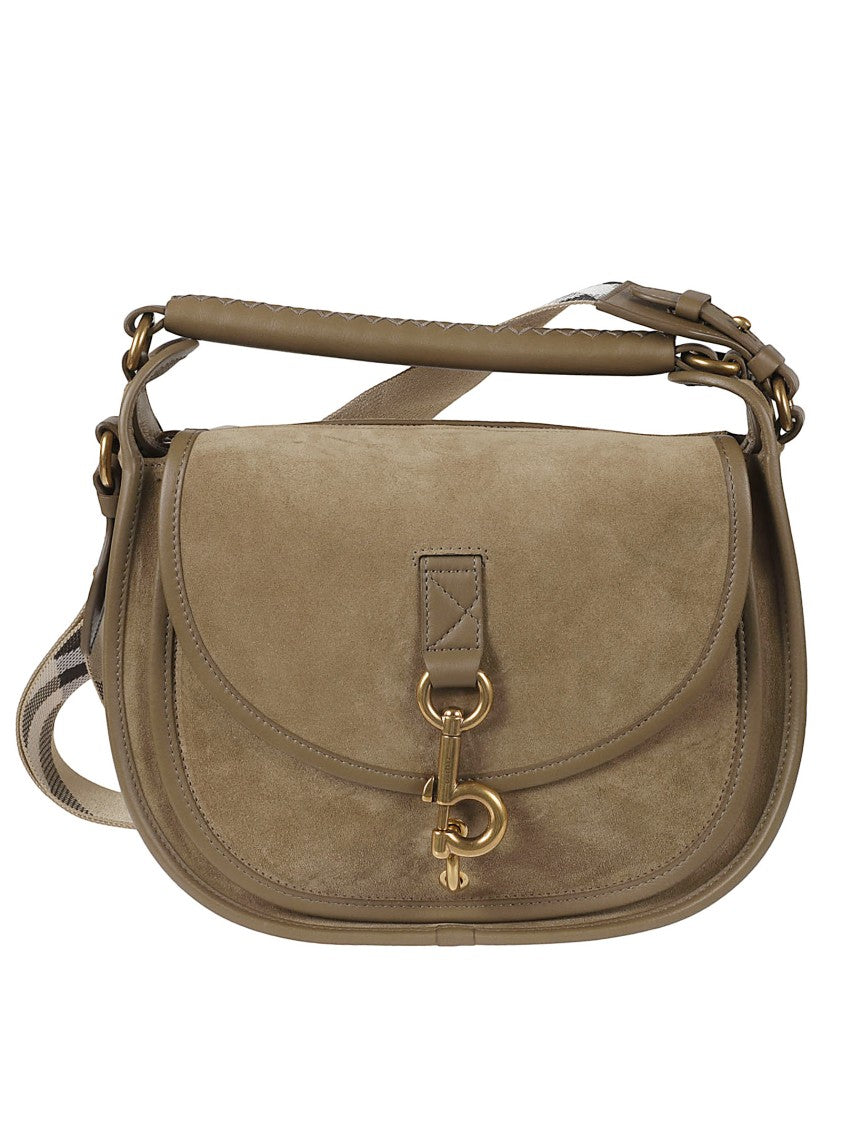 Burberry Soft Suede Clutch With Gold-Tone Clasp