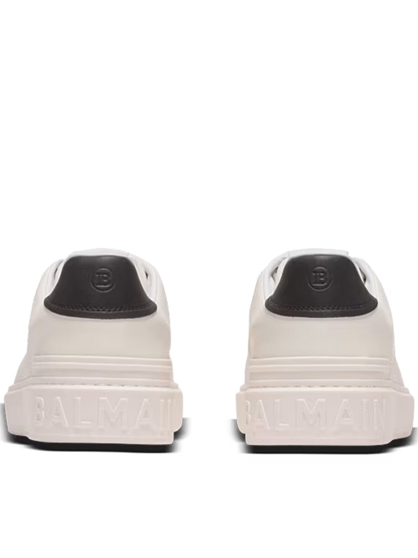 Balmain White Low Top Lace-Up Sneakers