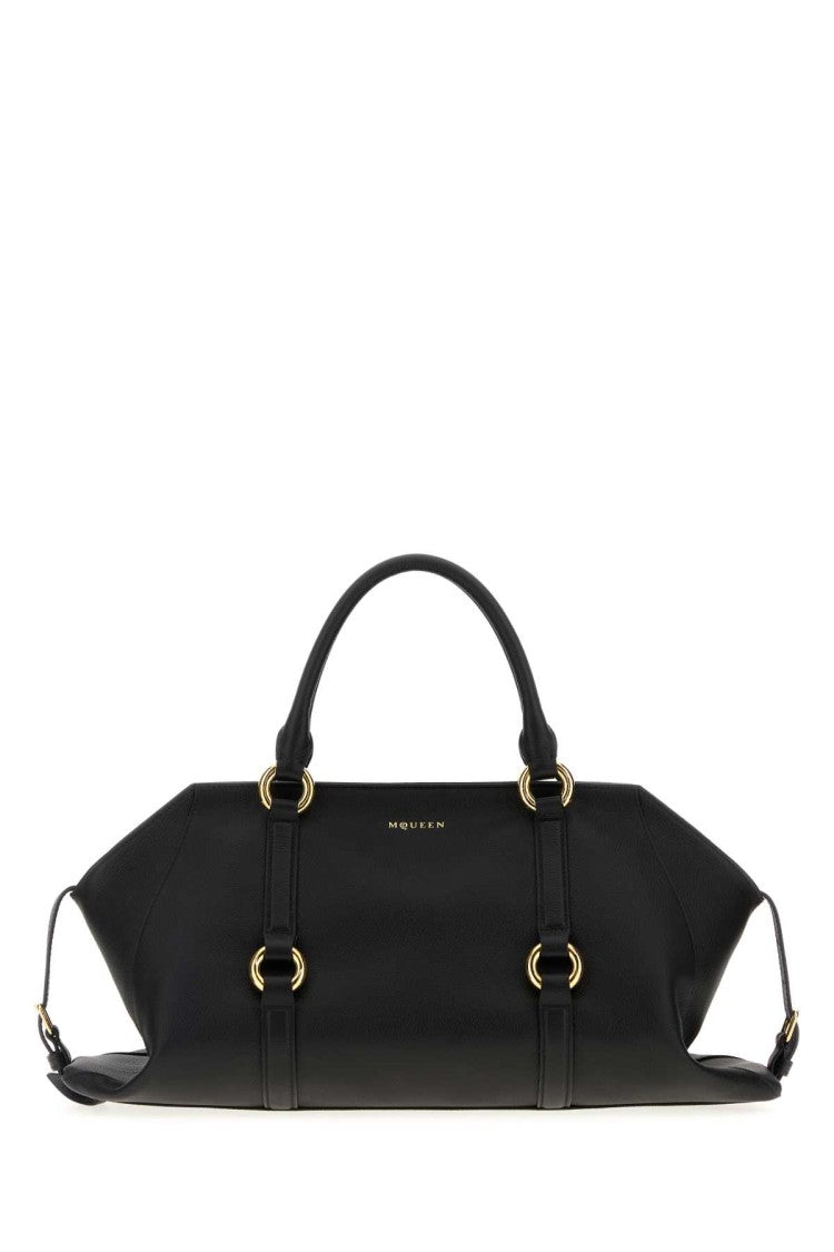 Alexander Mcqueen Black Leather Medium Farringdon Handbag